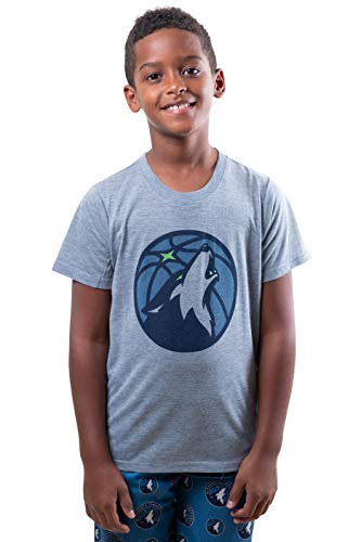 Ultra Game NBA Minnesota Timberwolves Youth 2 Piece Pjs Lounge Pants and Tee Set, Team Color, 7