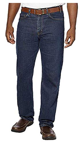 Kirkland Signature Men's 5-Pocket Jeans, Relaxed Fit, 100% Cotton, Double-Seam Stitching, Dark Blue (38x32)