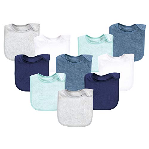 Hudson Baby Unisex Baby Rayon from Bamboo Terry Bibs, Denim Mint, One Size