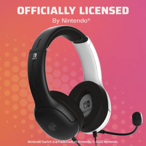 PDP Gaming LVL40 Stereo Headset with Mic for Switch OLED - Noise Cancelling Microphone - Black and White - Nintendo Switch