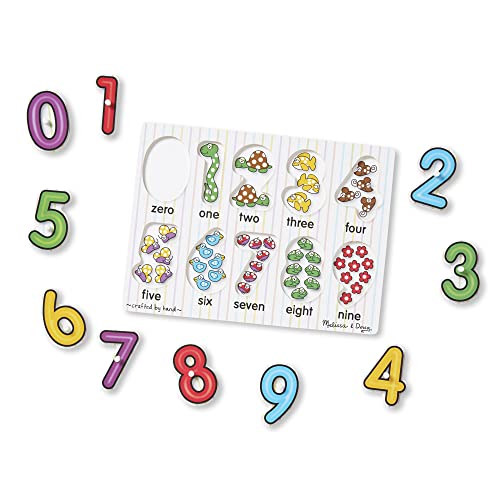 Melissa and Doug Lift and See Numbers Wooden Peg Puzzle - 10 Pieces - FSC-Certified Materials