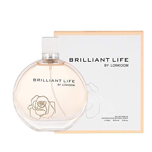 Lonkoom Brilliant Life - Fragrance for Women - Floral and Fruity Scent - Perfume Notes of Chinese Olive, Snow Pear, Lily, Freesia, and Vetiver - Long Wearing Aromatic Projection - 3.4 oz EDP Spray