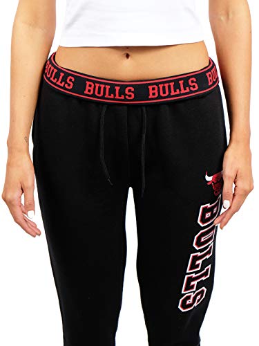 Ultra Game NBA Chicago Bulls Womens Jogger Pants Active Basic Fleece Sweatpants , Black, Medium