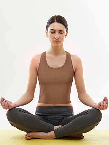 Boao 4 Pieces Basic Crop Tank Tops Sleeveless Racerback Crop Top for Women(Black, White, Army Green, Coffee,Medium)