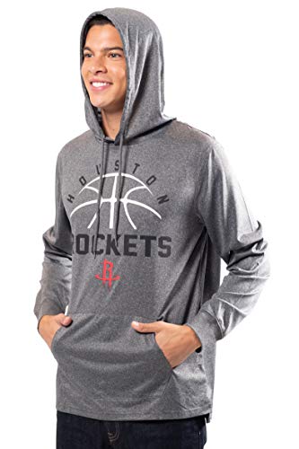 Ultra Game NBA Houston Rockets Mens Super Soft Lightweight Pullover Hoodie, Heather Charcoal , Medium