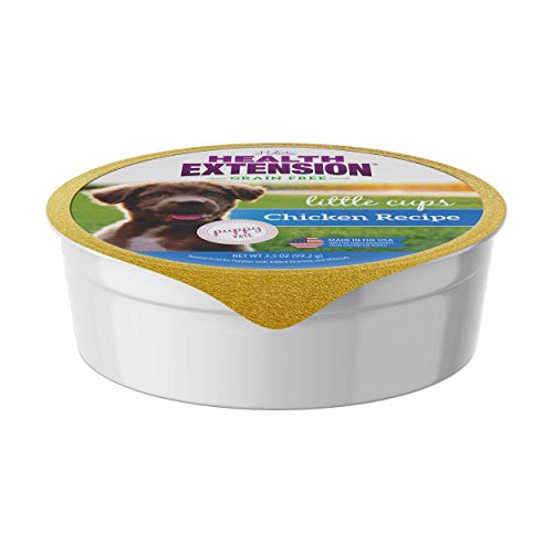 Health Extension Wet Dog Food, Grain-Free, Natural Food Cups for Dogs with Added Vitamins Include 6 Chicken Recipe Cups, Each Cup Weight (3.5 Oz / 99.2 g)