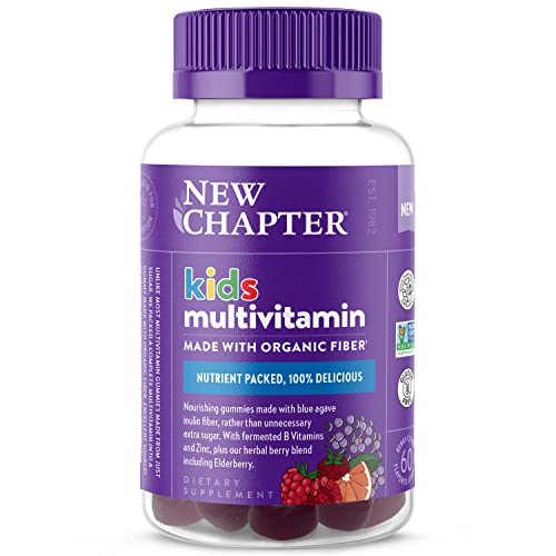New Chapter Kids Multivitamin Gummies - 50% Less Sugar, Kids Gummy Vitamins with Vitamins C, D3 and Zinc, Non-GMO, Gluten Free, Berry-Citrus, 60ct