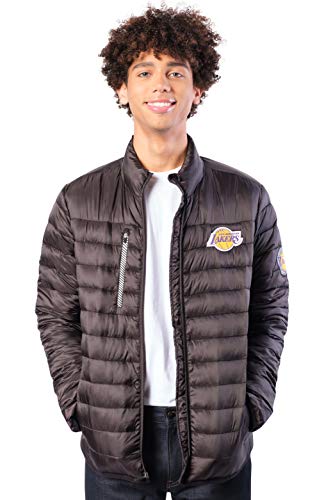 Ultra Game NBA Los Angeles Lakers Mens Lightweight Packable Puffer Down Jacket, Black, X-Large