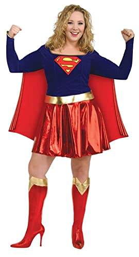 Secret Wishes womens Costume Supergirl Adult Party Supplies, Red/Blue, Plus