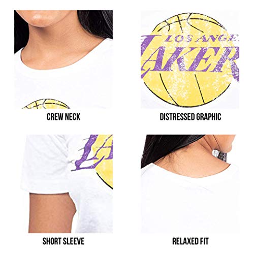 Ultra Game NBA Chicago BullsWomen's Soft Vintage Jersey Tee Shirt, White Distressed, Large