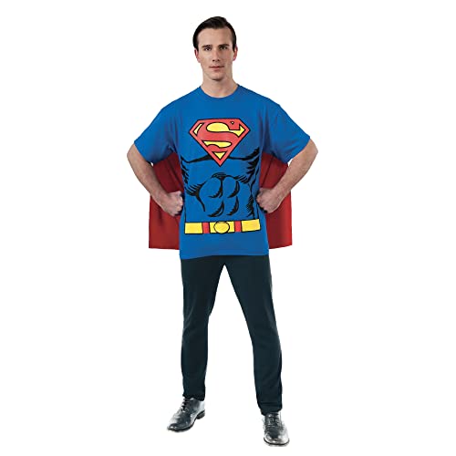 Rubie's mens Dc Comics Men's Superman T-shirt With Cape Costume Top, Blue, Large US