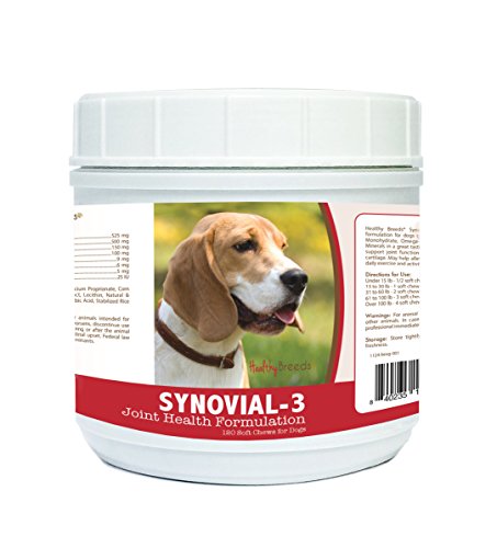 Healthy Breeds Synovial-3 Dog Hip and Joint Support Soft Chews for Beagle - OVER 200 BREEDS - Glucosamine MSM Omega and Vitamins Supplement - Cartilage Care - 120 Ct