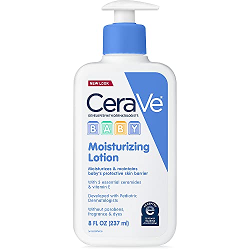CeraVe Baby Lotion | Gentle Baby Skin Care with Ceramides, Niacinamide and Vitamin E | Fragrance, Paraben, Dye and Phthalates Free | Lightweight Baby Moisturizer | 8 Ounce | Packaging May Vary