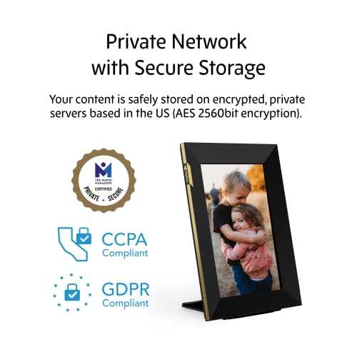 Nixplay 8 inch Touch Screen Smart Digital Picture Frame with WiFi (W08K), Black-Gold, Share Photos and Videos Instantly via Email or App