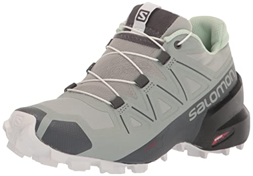 Salomon Speedcross 5 Trail Running Shoes for Women, Wrought Iron/Spray/White, 6