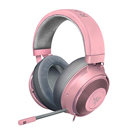 Razer Kraken Gaming Headset: Lightweight Aluminum Frame, Retractable Noise Isolating Microphone, For PC, PS4, PS5, Switch, Xbox One, Xbox Series X and S, Mobile, 3.5 mm Audio Jack - Quartz Pink