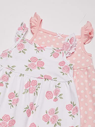 Hudson Baby Infant and Toddler Girl Cotton Dresses Soft Pink Roses, 6-9 Months