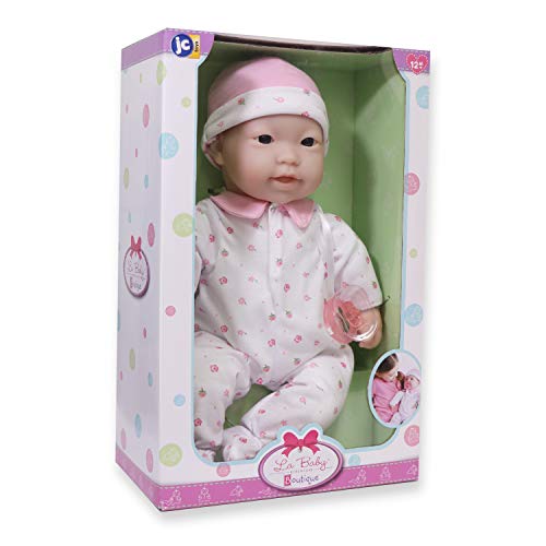 JC Toys Asian 16-inch Medium Soft Body Baby Doll La Baby | Washable |Removable Pink Outfit w/Hat and Pacifier | for Children 12 Months +, Asian Pink