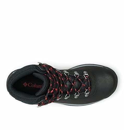 Columbia womens Newton Ridge Plus Waterproof Hiking Boot, Black/Poppy Red, 9 US