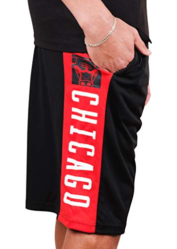 Ultra Game NBA Chicago Bulls Mens Mesh Basketball Shorts, Black, XX-Large