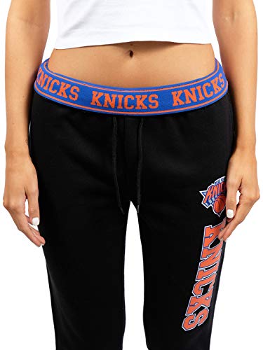 Ultra Game NBA New York Knicks Womens Jogger Pants Active Basic Fleece Sweatpants , Black, Large