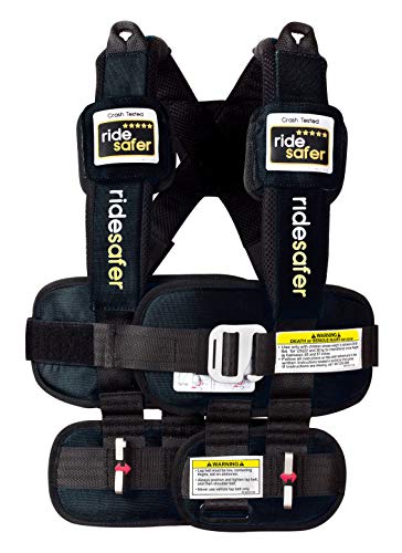 Ride Safer Travel Vest with Zipped Backpack-Wearable, Lightweight, Compact, and Portable Car Seat. Perfect for Everyday use or Rideshare, Travel, and Taxi/Uber/Lyft/Rental Car. (X-Large/Black)