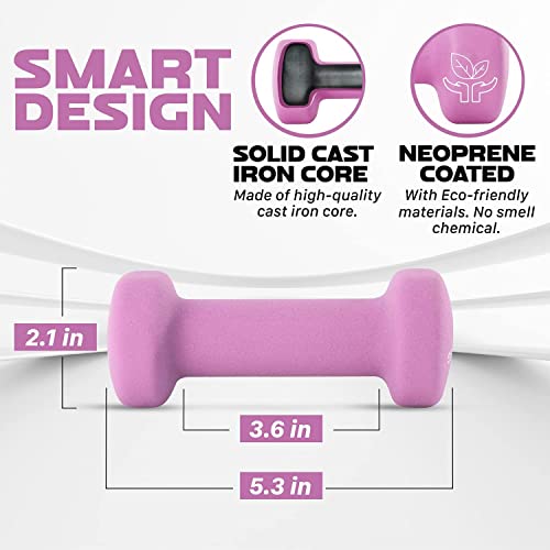 Yes4All Exercise amp Fitness Ibs Yes4All Non Slip Hexagon Neoprene Dumbbells 2lbs Neoprene Dumbbell Set for Muscle Toning Stren, A-Purple-2 lbs (pair), 2 Pair US