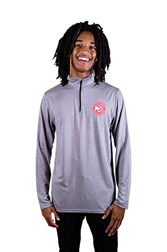 Ultra Game NBA Men's Quarter Zip Long Sleeve Pullover T-Shirt , Heather Gray, X-Large