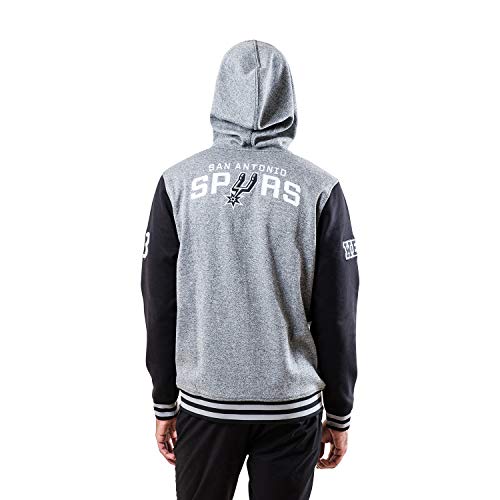 NBA San Antonio Spurs Mens Men's Full Zip Fleece Hoodie Letterman Varsity Jackett, Team Color, L