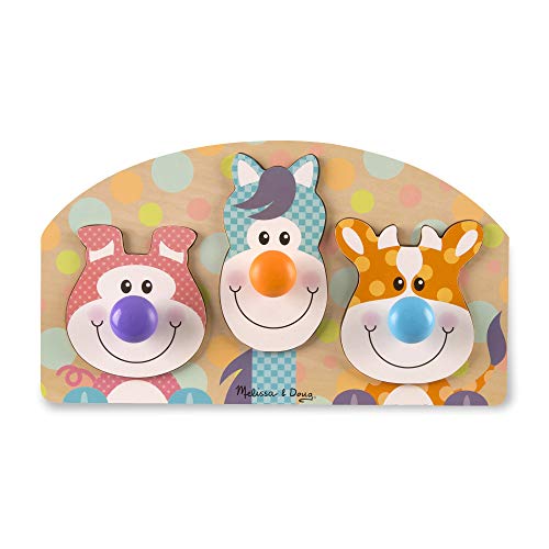 Melissa and Doug First Play Wooden Jumbo Knob Farm Animal Puzzle (3 pcs)