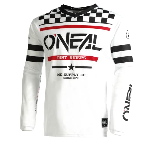 O'Neal mens V Neck Element Squadron Jersey, White/Black, Large US