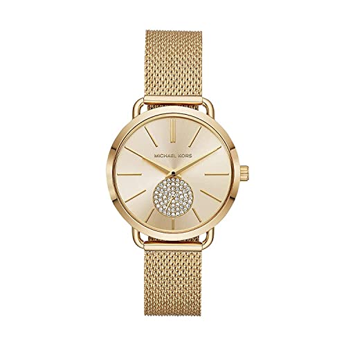 Michael Kors Women's Portia Stainless Steel Analog-Quartz Watch with Stainless-Steel Strap, Gold, 16 (Model: MK3844)