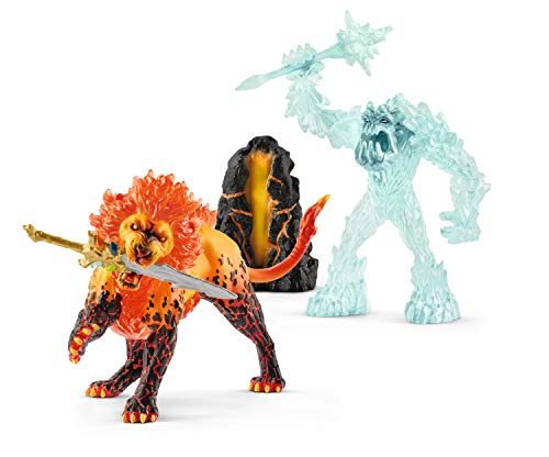 Schleich Eldrador Creatures, Mythical Creatures Toys for Kids, Battle for The Super Weapon Set with Ice Monster and Lava Monster Action Figures, 5 Pieces, Ages 7+