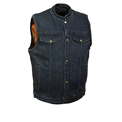 Milwaukee Leather DM2238 Men's Blue Denim Snap Front Club Style Vest - 5X-Large