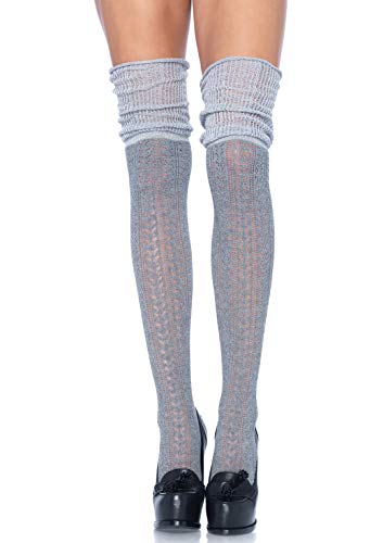 Leg Avenue womens Pointelle Scrunch Knee Socks Hosiery, Grey, One Size US