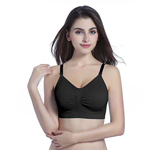 Suekaphin 5PACK Nursing Bra Wireless bra Women s Sleeping Maternity Bra Breastfeeding Bra 5pcs Pack Small Black Nude Gray White Lightblue