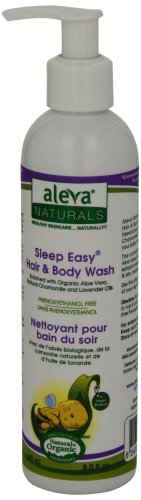 Aleva Naturals Hypoallergenic Sleep Easy Baby Hair and Body Wash for Kids and Toddlers, Plant-Based Organic Aloe Vera Formula with Lavender Scent, Gentle on Eyes and Sensitive Skin - 8 Fl Oz