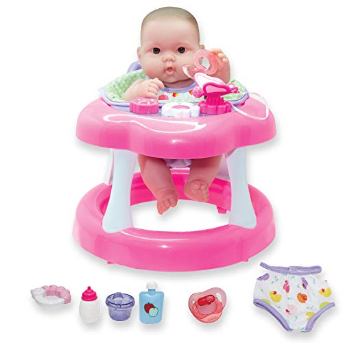 JC Toys Lots to Love Babies 14'' Doll and Walker | Wheeled Walker Gift Set and Accessories | Posable and Waterproof | Ages 2+' (16198), Pink