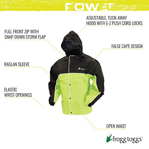 Frogg Toggs Road Toad Reflective Waterproof Rain Jacket, Hivis Green/Black, Medium