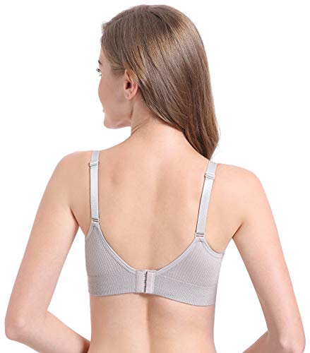 Suekaphin Nursing Wireless Women's Sleeping Maternity Breastfeeding Bra,Large,Sort Rib-A