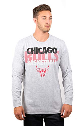 Ultra Game NBA Chicago Bulls Mens Supreme Long Sleeve Pullover Tee Shirt, Heather Gray, Medium