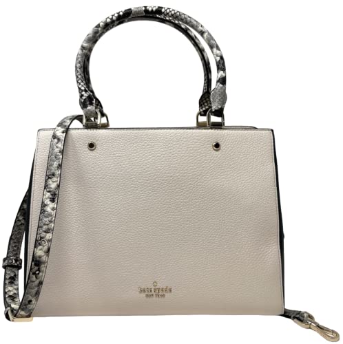 Kate Spade New York Leila Medium Triple Compartment Satchel Crossbody Bag Purse Handbag (Parchment Multi)