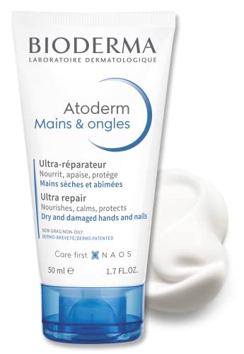 Bioderma - Atoderm Hands and Nails Cream - Cuticle Hand Cream - Nourish and Restores - Repair Hand Cream for Sensitive Dry to Very Dry Hands