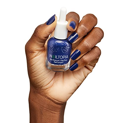 Nailtopia Bio-Sourced Chip Free Nail Lacquer - Sky Needs Space - Vegan, Cruelty Free Deep Blue Nail Polish - Strengthens and Hardens Nails with Natural Superfood Ingredients and Vitamins - 0.41 Oz