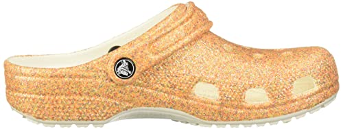 Crocs unisex adult Men's and Women's Classic Glitter Clog, Orange Sorbet Glitter, 8 Women 6 Men US