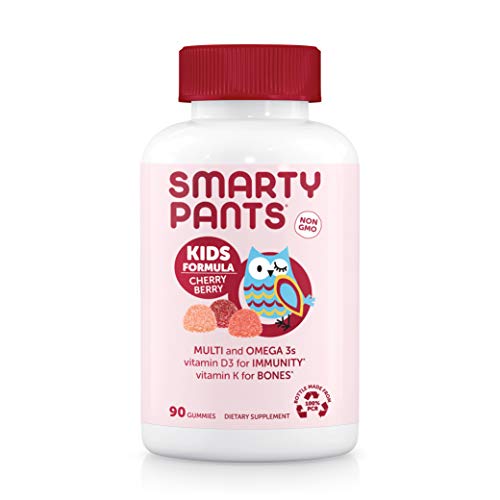 SmartyPants Kids Formula Cherry Berry Daily Gummy Vitamins: Gluten Free, Multivitamin and Omega 3 Fish Oil (Dha/Epa), Methyl B12, Vitamin D3, Vitamin B6, 90 Count (22 Day Supply) (Packaging May Vary)