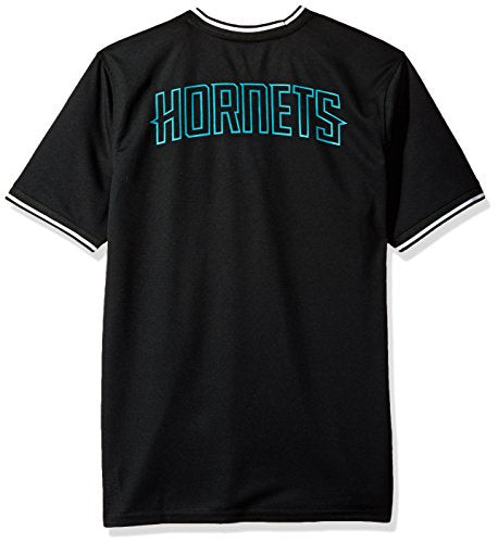 Ultra Game NBA Charlotte Hornets Mens Jersey V-Neck Mesh Short Sleeve Tee Shirt, Black, Small