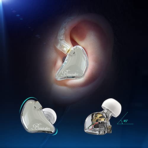 BASN Bmaster Triple Drivers in Ear Monitor Headphone with Two Detachable Cables Fit in Ear Suitable for Audio Engineer, Musician (Grey)
