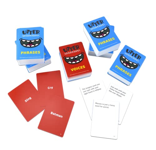 PlayMonster Utter Nonsense -- The Crazy Game of Voices and Accents -- Ridiculous Family Fun -- Ages 8+ -- 4-20 Players, Red