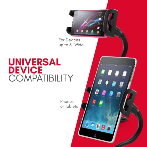 Macally Adjustable Gooseneck Tablet Holder and Phone Clip - Works with Phones and Tablets up to 8” - Flexible Phone Holder and Tablet Mount with Clip On Clamp for Desks up to 1.75” Thick (CLIPMOUNT),Black